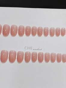 Monina 24 قطعة ملصقات أظافر بألوان عارية طبيعية، بتصميم بسيط وأنيق، مناسبة للارتداء اليومي، لوازم الأظافر