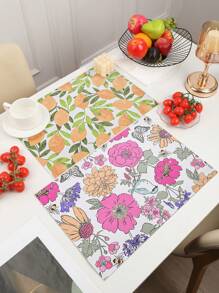 2 件简约多风格 PU 皮革餐垫，可水洗，易清洁，擦拭干净，防滑，餐桌垫，节日婚礼派对节日装饰