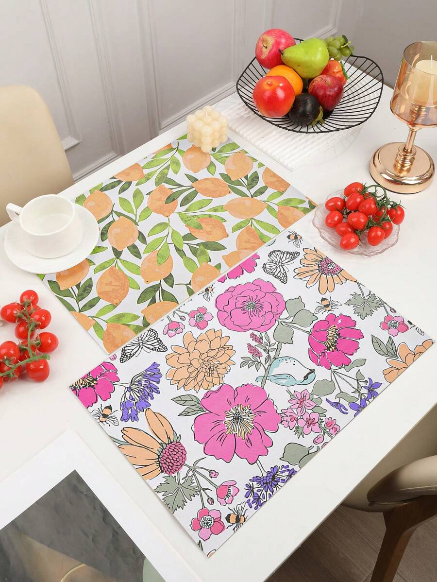 2 件简约多风格 PU 皮革餐垫，可水洗，易清洁，擦拭干净，防滑，餐桌垫，节日婚礼派对节日装饰