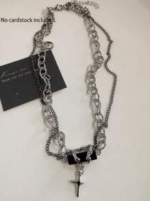1 buc Punk Rock negru inima cruce pandantiv lanț colier pentru bărbați și femei cool hip hop stradă vintage anii '90 Y2K grunge goth accesorii