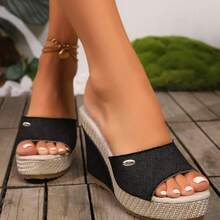 Women's Fashion Wedge Slide Sandals, Slip On Comfortable Thick Sole Casual Slippers, Spring/Summer