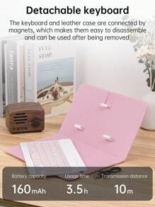 1 Pc Designed For 4.5-6.8 In Mobile Wireless Keyboards With Detachable Leather Cases And An External Magnetic Keyboard