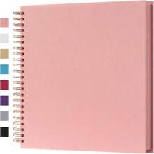 Potricher 7 X 7 Inch DIY Scrapbook Album 40 Pages Hardcover Kraft Paper Scrap Book Photo Albums Memory Book For Wedding And Anniversary Family (Black, 7 Inch) - Pink - View 1