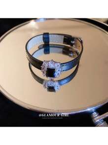 Pulseira com fivela de zircônia, 1 peça, para meninas, estilo INS, doce e descolado, pulseira temperamental de alta qualidade, nova joia de pulso adequada para mulheres usarem