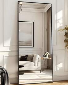 Antok Full Length Mirror, 58"X18" Floor Mirror, Floor Standing Freestanding Full Body Mirror With Stand For Bedroom, Hanging Mounted For Living Room Cloakroom - Black - View 1