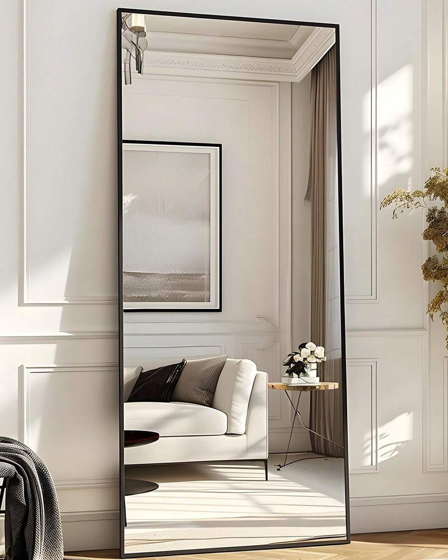 Antok Full Length Mirror, 58"X18" Floor Mirror, Floor Standing Freestanding Full Body Mirror With Stand For Bedroom, Hanging Mounted For Living Room Cloakroom - Black - View 1