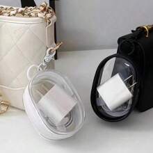 1/2pcs Portable Mini Clear Zipper Storage Bag, Portable PVC Transparent Mini Data Cable Organizer Pouch, Multi-Functional Jewelry Pouch, Headphone And Charger Case With Keychain, Transparent Travel Accessories For Travel Storage Bag,Makeup Bag, Suitable For Earphones, Power Banks, Key Chains, Rings, Perfumes, Travel Accessories