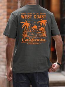 Camiseta de manga corta holgada con estampado de moda para hombres SU ER | Diseño exquisito | Esencial de verano | Fácil de combinar, mostrando tu estilo - Gris Oscuro - Ver 2