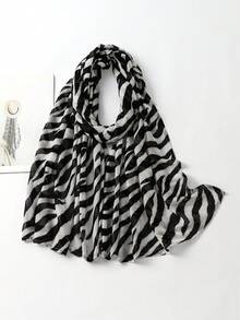 1条女士蛇纹图案休闲百搭围巾，轻盈透气，适合所有季节佩戴。 - 蛇紋灰褐色 - 查看 9