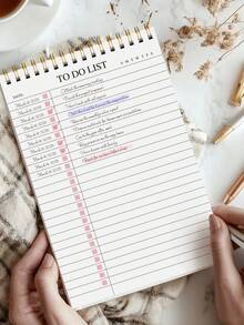 1pc Minimalist To-Do List Daily Planner,+3 S Stcikers,A5 Undated Spiral Daily Task Notebook With Simple Checkbox Layout, Weekly Tracker & Date Section,Ideal For School, Office Or Home Use, Back To School Supplies , Christmas Gifts - Multicolor - View 4