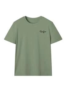 女式夏季卡通和口号图案圆领短袖 T 恤，休闲宽松百搭假日风格绿色上衣，时尚夏季服装适合日常假日穿着，卡罗琳和幽灵图案 - 草綠色 - 查看 5