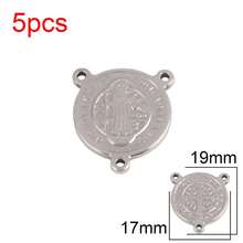 5 件不锈钢宗教吊坠圣母玛利亚饰品耶稣基督教护身符吊坠适用于 DIY 珠宝制作配件