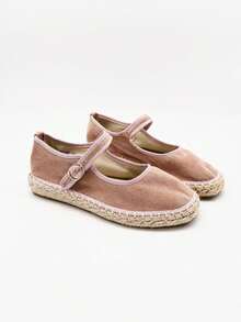 Alpargatas planas para mujer, punta redonda y cierre de Hebilla, adecuadas para vacaciones y diarias - DESNUDO - Ver 4