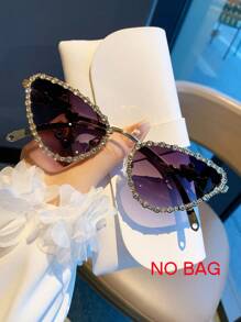 1 副金属猫眼时尚眼镜，带手工水晶星星，男女皆宜，Y2K 复古风格，适合婚礼、海滩派对、舞会、户外活动、音乐节猫眼形墨镜