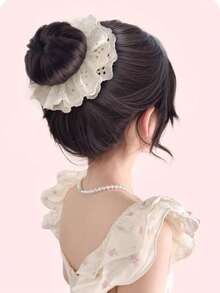 Gumka do włosów z koronką, wielofunkcyjna maszyna do robienia koronkowych koków, urządzenie do robienia koków ze sztucznych kwiatów, puszysta gumka do włosów w kształcie słodkiego pączka, utrwalacz i koloryzacja przedłużek do koków, gumka do włosów z damskimi akcesoriami, jednokolorowa, boho, królewska, imprezowa, urocza, poliestrowa, gumka do włosów, gumki do włosów