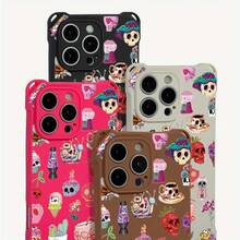 Funda para teléfono 1 pieza, diseño de calavera Graffiti, funda colgante para teléfono con cuatro esquinas 15 Plus 13 Pro 16 12 14 TPU impreso suave - Colores mixtos 3 - Ver 5
