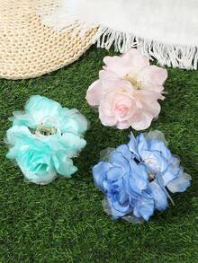 1pc 12cm Elegant Artificial Oversized Flower Hair Claw Hair Accessories Flower Hair Clips, School Stuff, College - Multicolor - View 4
