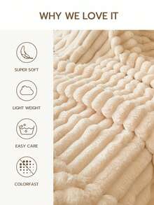 1件装奢华双面仿毛皮毯 - 柔软条纹法兰绒，温暖舒适，适合午睡、办公、露营、沙发等场合 - 多功能涤纶床罩，完美的圣诞礼物 - 白色 - 查看 3