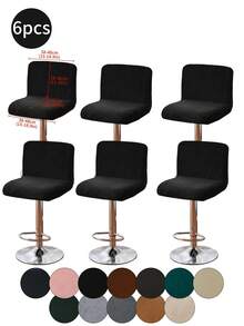 1pc/4pcs/6pcs Silver Fox Plush Low Back, Solid Color Elastic Full Wrap Low Back Chair Cover, Soft & Skin-Friendly Anti-Dirty Low Back Chair Slipcover, Suitable For Dining Room, Study, And Other Chair Decoration, Room Decor - Multicolor - View 17