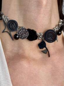 1 szt. Projektant, ręcznie robiony, naszyjnik z kwiatów lilii Calla, damski naszyjnik choker, kryształowa perła, frędzle, łańcuszek na obojczyk, elegancka francuska dekoracja kwiatowa, styl boho, idealny na imprezy i bankiety, wesela, święta, wakacje, randki