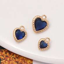 1 pieza/4 piezas/6 piezas Colgante con borde en forma de corazón y circonita, Colgante con dije colorido para pulsera DIY, collar, decoración de joyería