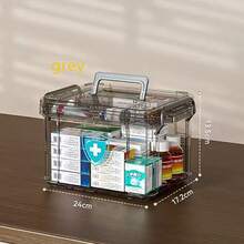 1 hộp đựng thuốc gia đình dung tích lớn có tay cầm - Hộp đựng bằng PVC hai lớp nhẹ, phù hợp cho 1-2 người. Thiết kế trong suốt để dễ nhìn, rất phù hợp để đựng thuốc và vật tư y tế, thiết bị y tế | Tay cầm tiện lợi | Giải pháp lưu trữ bằng PVC - Nhiều màu - Xem 6