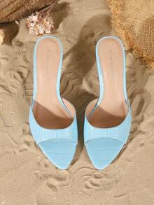 On feet& in love 女士时尚系带露趾高跟凉鞋，适合搭配连衣裙，夏季 - 藍色 - 查看 7