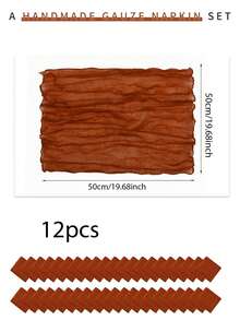 4/12 件 50*50 厘米纱布奶酪布餐巾，大地色乡村波西米亚风格褶皱餐巾，用于婚礼装饰、户外/室内婚礼活动、生日派对、新娘送礼会、感恩节、圣诞节和其他场合的装饰布餐巾