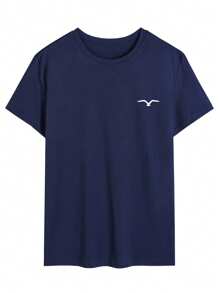 T-shirt d'été casual pour hommes à col rond avec imprimé oiseau