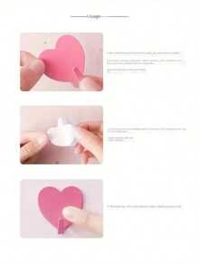 10 Piezas de Ganchos Adhesivos con Forma de Corazón, Ganchos de Pared de Plástico Resistentes y Impermeables para Toallas, Llaves, Sombreros, Decoración Rosada Adorable para el Baño, Dormitorio, Habitación de Niñas, Regalo Romántico y Decoración