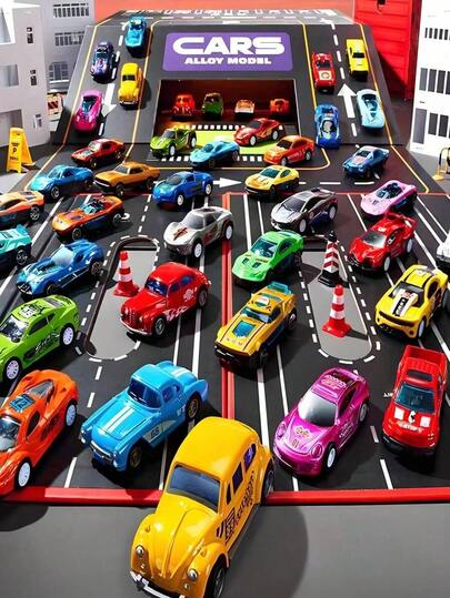 10/6 Pack Alloy Racing Car Toys Diecast Miniature Racing Cars Assorted Colors, With Storage Box - Perfect For Youngsters' Gifts & Party Favors