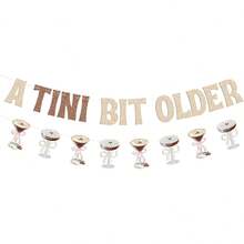 A Tini Bit Older Themed Glittering Birthday Banner Will Add A Glamorous Touch To Your Espresso Martini Birthday Party And Celebrate The Tipsy Moments! - Coffee Brown - View 2