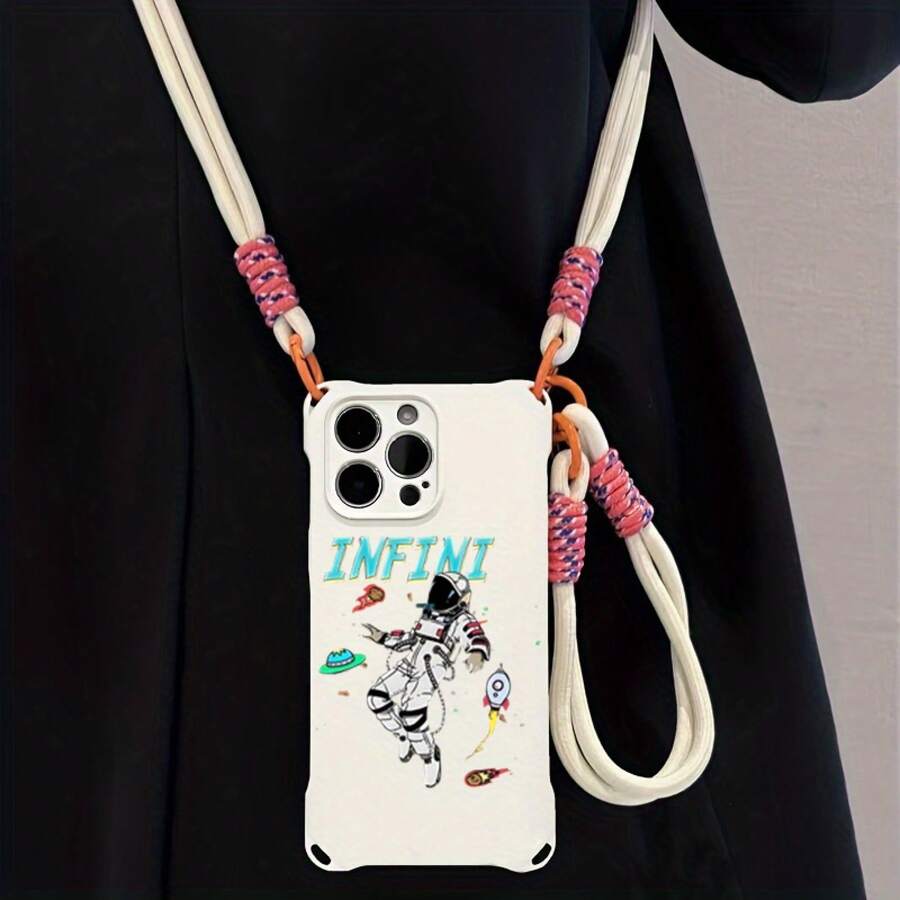 Funda para teléfono 1 pieza Una elegante correa para el hombro tipo bandolera, patrón Correa para el hombro tipo bandolera Correa de mano anticaída de cuatro esquinas Funda protectora para teléfono móvil Puede colgarse hacia atrás Funda para teléfono móvil suave adecuada para la serie 12 13 14 15 16 Pro Pro Plus - - Colores mixtos 1 - Ver 1