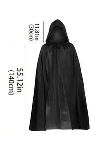 Neutral Hooded Cape Costume Party Cape 110cm, 140cm, 160cm, Female Crow Adult Masquerade Party Accessory Cape With Hood Neutral Hooded Cape Black Cape Long Robe Women And Men Role-Playing Costume Party (Black, Single-Layer Thin Style) - Multicolor - View 6