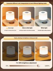 1个LED床头灯 家居装饰 儿童触摸调光小夜灯 居家装饰 婴儿护理小夜灯 USB插电（三色温） 适用于卧室床头 氛围照明 开学季 沙特国庆节 礼物 生日 万圣节 圣诞节 - 彩色 - 查看 4