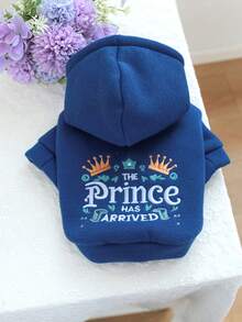 PETCIRCLE 1pc Pet Clothes, Dog/Cat Apparel, Small Dog/Puppy Outfit, Cute Happy Puppy/Kitten Clothes, Small Dog Autumn/Winter Warm And Comfortable Hoodie - Royal Blue - View 6