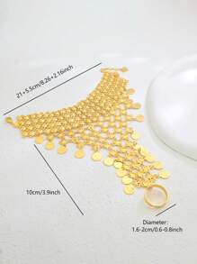 1pc Vintage Stylish Multi-Layer Coin Decor Hollow Carved Gloves-Design Women Bracelet