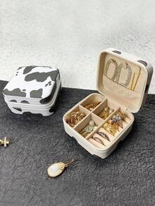 1个豹纹首饰盒，小巧优雅的项链盒，可收纳耳环、戒指及其他饰品，女士收纳盒，旅行度假必备，秋季装饰，万圣节主题 - 彩色 - 查看 9