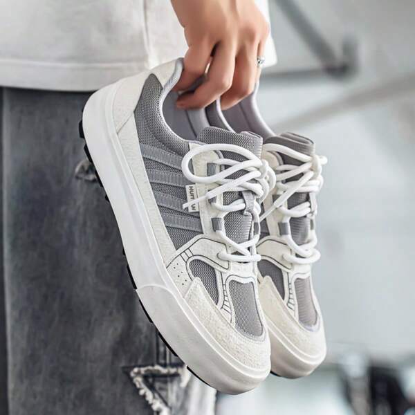 Men's Casual Versatile Sneakers, Lightweight Slip-Resistant Durable Black Shoes, Black Elevated Chunky Sneakers