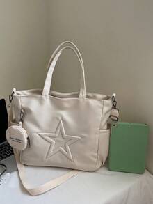 Neue modische lässige Segeltuch-Tragetasche mit Sternenmuster und Mehrtaschenfunktion, inklusive Münzbeutel, für Damen