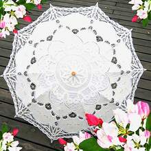 Bridal Wedding Decoration Umbrella For Photoshoot White Vintage Lace Parasol Victorian Style Sunshade For Women - trắng - Xem 4