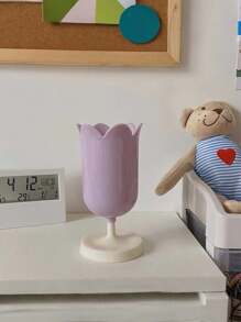 郁金香笔筒 - 泥土花卉桌面收纳盒，适用于化妆刷、办公用品和文具 - 鲜艳色彩的塑料装饰收纳盒，文具收纳 | 柔和的装饰 | 亮面处理。适合四季，用于学校用品，返校季