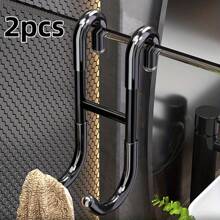 1pc Stainless Steel Towel Hook, Punch Free Bathroom Partition Hook, Heavy Duty Hook Rack For Robe, Towel, Over The Door Hook For Bathroom, Kitchen Multi-Scale Use, Bathroom Accessories