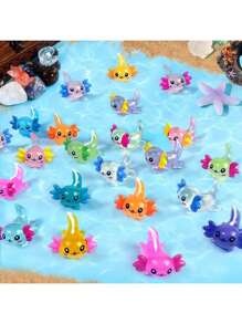 10/20/30 pezzi Minuscole figure in resina di Axolotl, miniature di animali Axolotl in resina, ornamenti per mini giardino, decorazioni per la casa, modelli di animali per adolescenti (colore casuale)