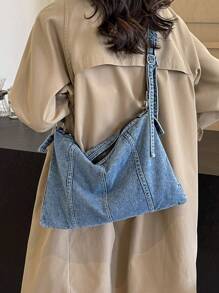 Women's Fashionable One Shoulder Bag, Underarm Bag, Large Capacity Denim Casual Versatile Tote Bag, Suitable For Going Out, Travel, Shopping