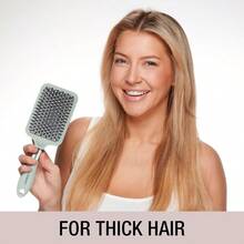 Veet Touch Paddle Cushion Hair Brush Detangling Hairbrush Curly Or Straight Styles Men Or Women Der Features Soft Touch Handle Sage Green - SageGreen - View 5