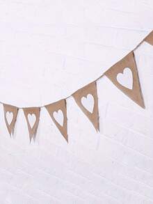 Rustic Heart Burlap Triangle Flags - DIY Party & Wedding Decor, Background Photography Decor Bunting,Perfect For Outdoor Events, Anniversaries, Birthdays, Halloween, Christmas, Valentine's Day - Multicolor - View 5