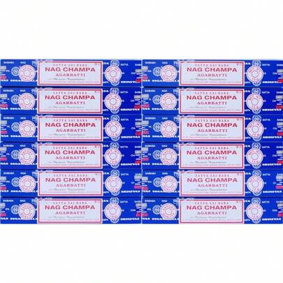Satya Nag Champa Incense Sticks, Wood, Floral, 15g X 12 Packs = 144 Sticks, Blue