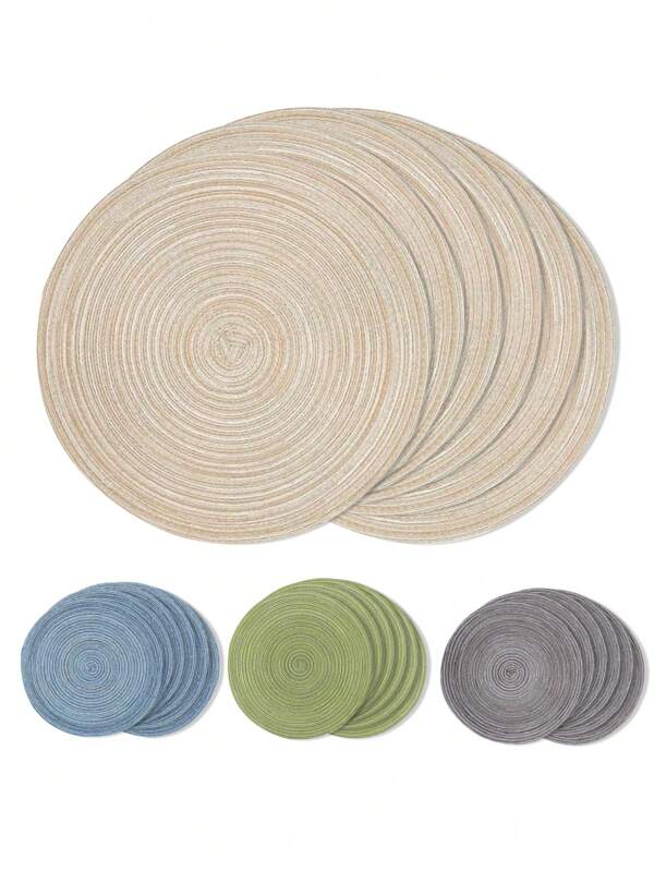 1/4/6 Stücke 38 cm runde gewebte Tischsets, verschiedene Farboptionen, abwaschbar rutschfest und wärmeisolierend, geeignet für Essensstisch Zuhause, Outdoor, Frühlingsfest, Party, als Geschenk