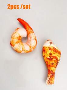 1pc Random Pet Sound Toy, Bite-Resistant With Chicken Leg, Shrimp, Plush Toy - Multicolor - View 13